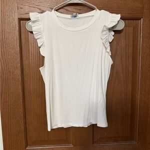 Francesca's Collections Cream Ruffle Tank Top